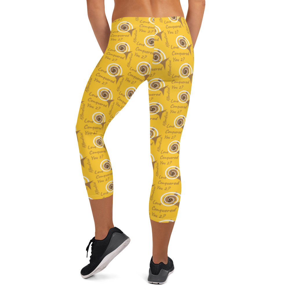 Capri Leggings AJBeneficial Love Conquers on Yellow