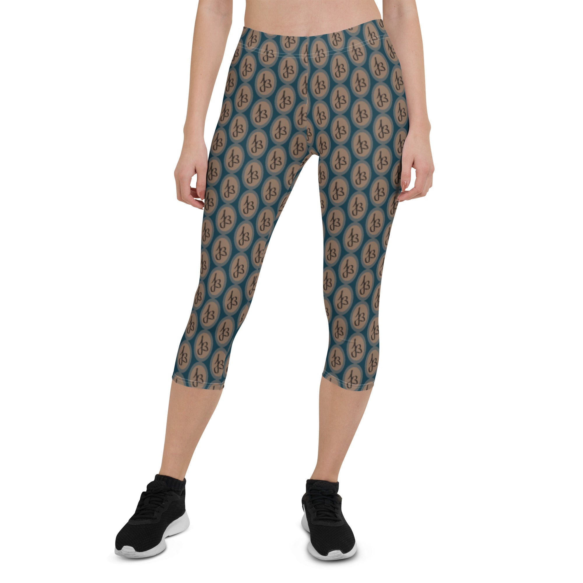 Capri Leggings AJBeneficial Print on Blue Green