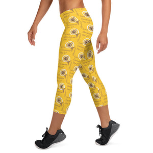 Capri Leggings AJBeneficial Love Conquers on Yellow