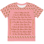 Kids crew neck t-shirt AJBeneficial Whirl 5 Languages in Pink