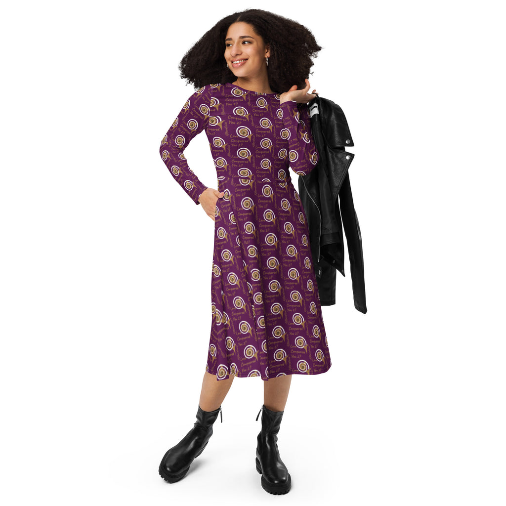 Long sleeve midi dress AJBeneficial Love Conquers on Purple