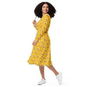 Long Sleeve Midi Dress AJBeneficial on Yellow