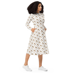 Long sleeve midi dress AJBeneficial Love Conquers on White