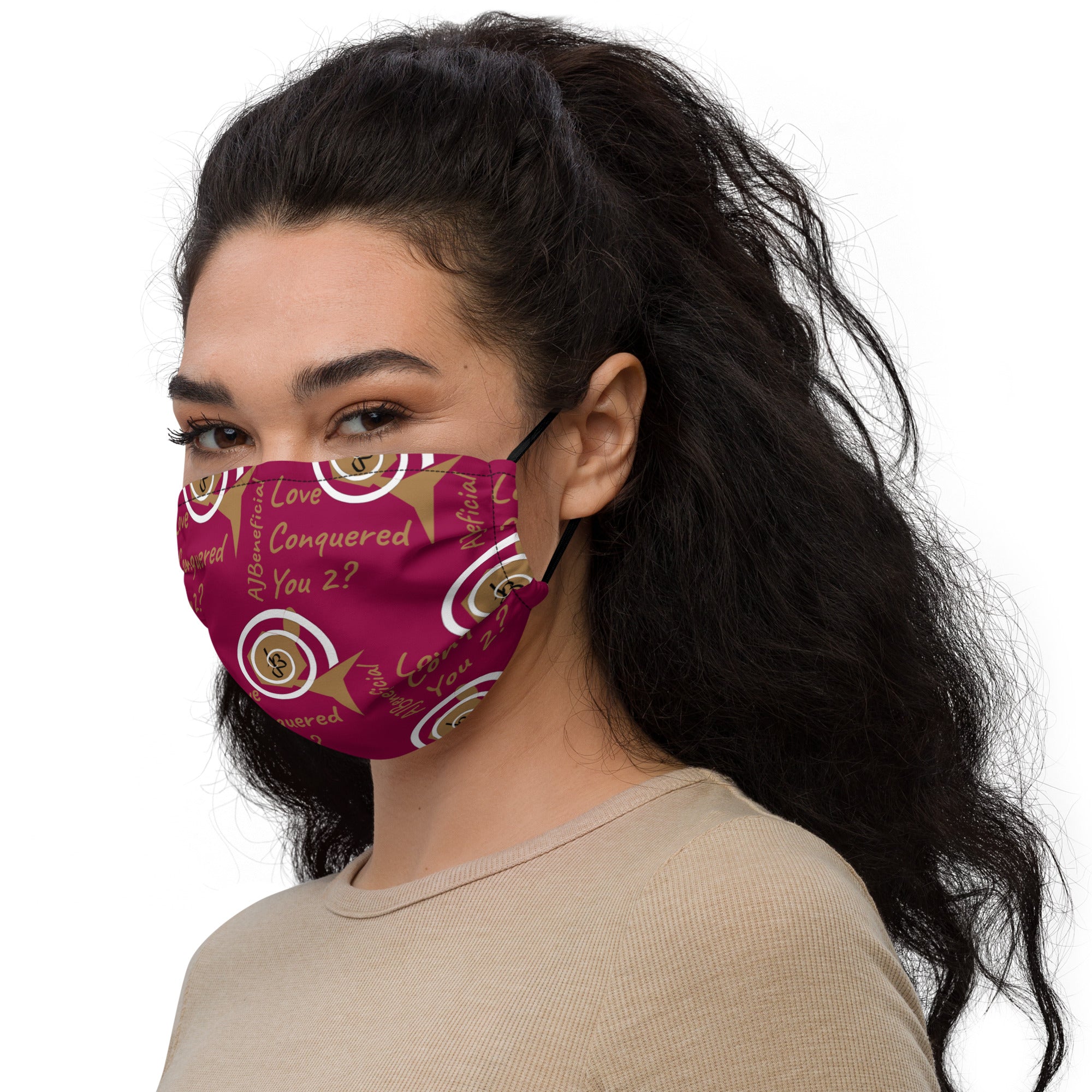 AJBeneficial Love Conquered in Magenta Purple Premium face mask