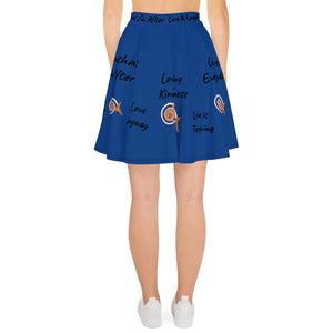 Skater Skirt AJBeneficial Whirl Words on Blue