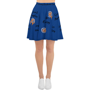 Skater Skirt AJBeneficial Whirl Words on Blue