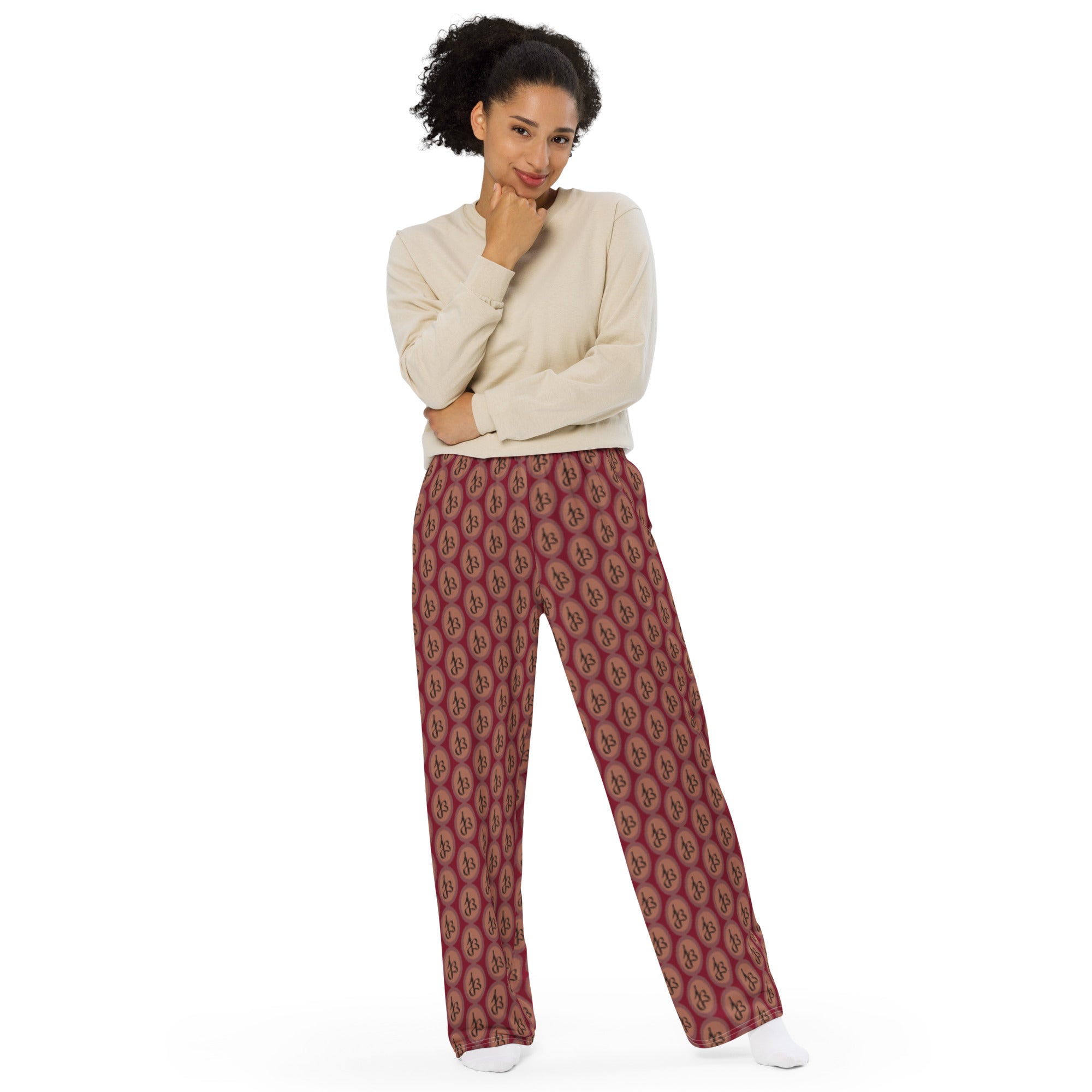 Unisex wide-leg pants AJBeneficial Print on Wine