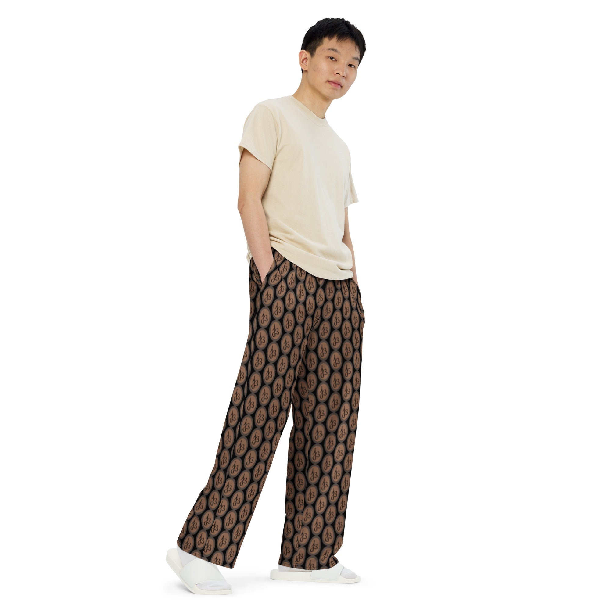 Unisex wide-leg pants AJBeneficial Print on Black