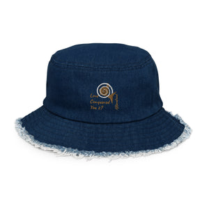 Love Conquered you too AJBeneficial Distressed denim bucket hat