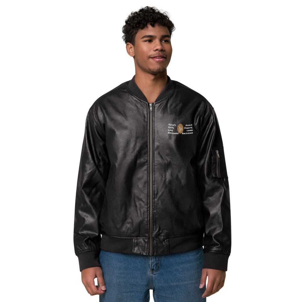 AJBeneficial Goals Faux Leather Bomber Jacket