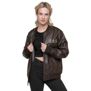 AJBeneficial Goals Faux Leather Bomber Jacket