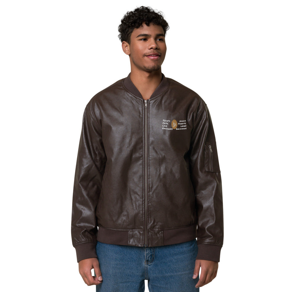 AJBeneficial Goals Faux Leather Bomber Jacket