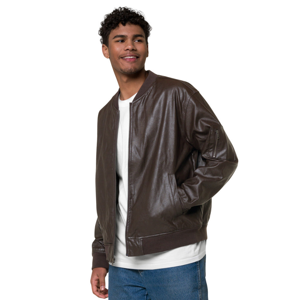 AJBenficial Conquered You Faux Leather Bomber Jacket