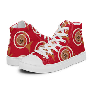 AJBeneficial Whirl Men’s high top canvas shoes in Red