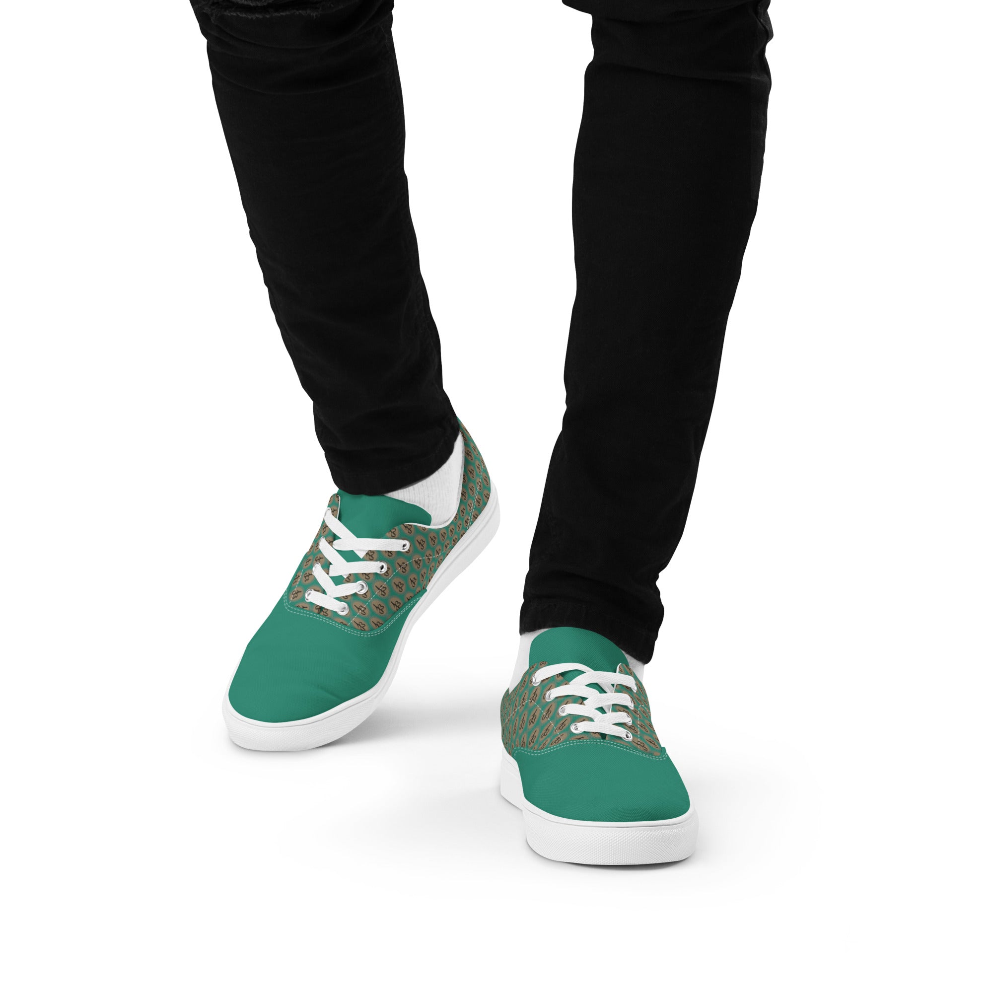 AJBeneficial Men’s lace-up canvas shoes on Teal