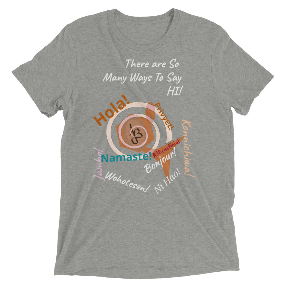 AJBeneficial Short sleeve Hi & Bye Tri-Blend t-shirt Languages