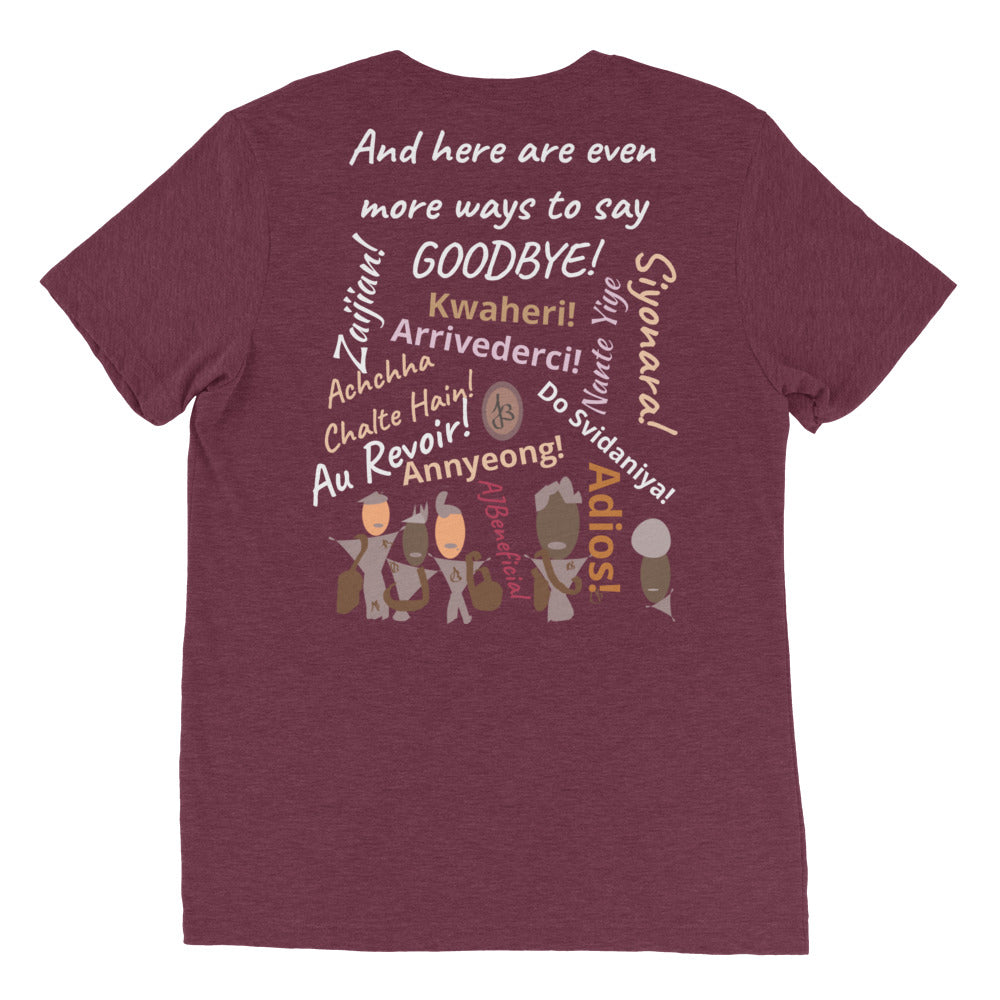 AJBeneficial Short sleeve Hi & Bye Tri-Blend t-shirt Languages